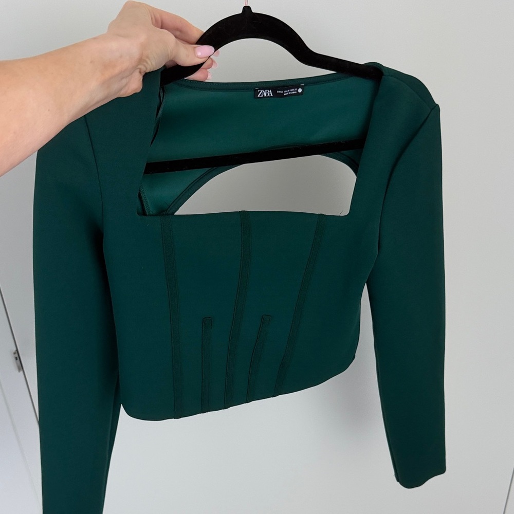 Zara Women's Dark Green Crop Top